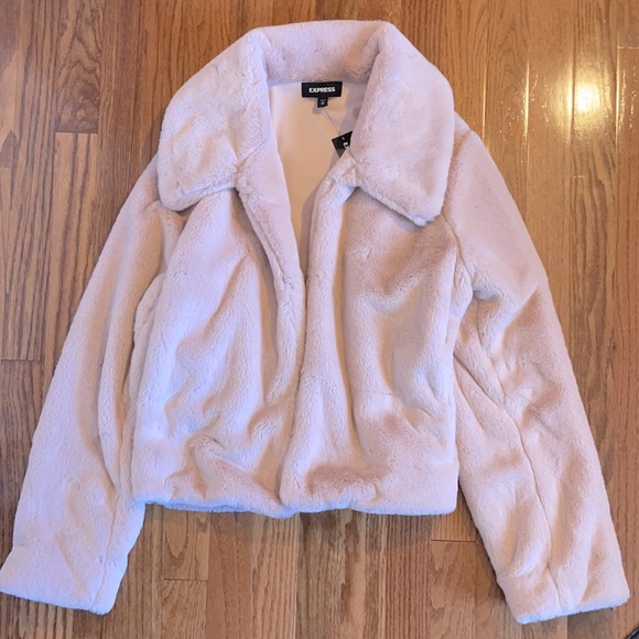 Express Jackets & Blazers - Express, light pink faux fur coat. New w/ tags!